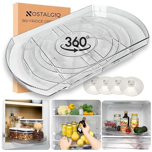 NOSTALGIQ Square Lazy Susan - Refrigerator Lazy Susan Organizer - Rotating Fridge Organizer 16.5x11in - Image 1