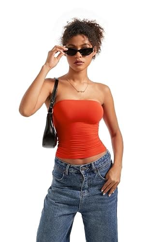 SUUKSESS Women Sexy Tube Top Summer Y2K Going Out Double Lined Basic Tank Top thumbnail 2