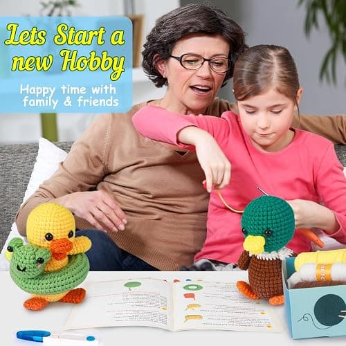 ekaus Crochet Kit for Beginners, Crochet Kit with Step-by-Step Video Tutorials, Crochet DIY Knitting Supplies for Adults, Crochet Ducks(45%+ Yarn) thumbnail 6