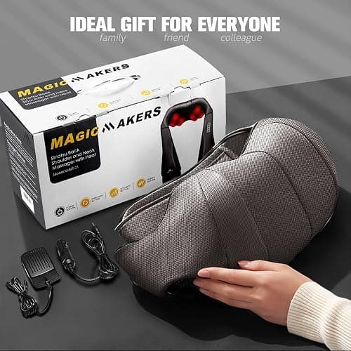 MagicMakers Neck Massager with Heat Gifts for Women, Men, Dad, Mom, Family, Friend, Mothers Day, Fathers Day, Christmas, Shiatsu Kneading Back Massager for Shoulder, Pain Relief, Muscle Soreness thumbnail 7