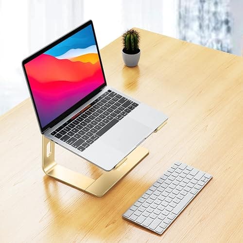 Aluminum Laptop Stand, Ergonomic Detachable Computer Stand, Riser Holder Notebook Stand Compatible with Air, Pro, Dell, HP, Lenovo More 10-15.6" Laptops, Gold thumbnail 2