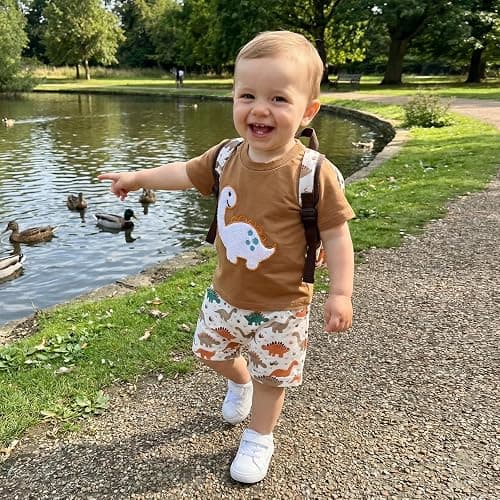 Onfmst Toddler Baby Boy Summer Clothes 0 6 12 18 24 Months Dinosuar Embroidery Outfit 2PCS Short Sleeve T-shirt Shorts Set thumbnail 2