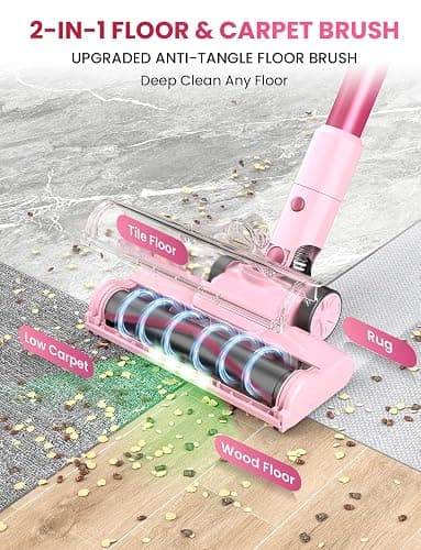Dzaki Cordless Vacuum Cleaner, Stick Vacuum with Smart LED Display, 50KPA 55Mins Vacuum Cleaners for Home, Powerful Suction, Anti-Tangled Lightweight Rechargeable Vac for Pet Hair, Carpet, Hard Floor thumbnail 8