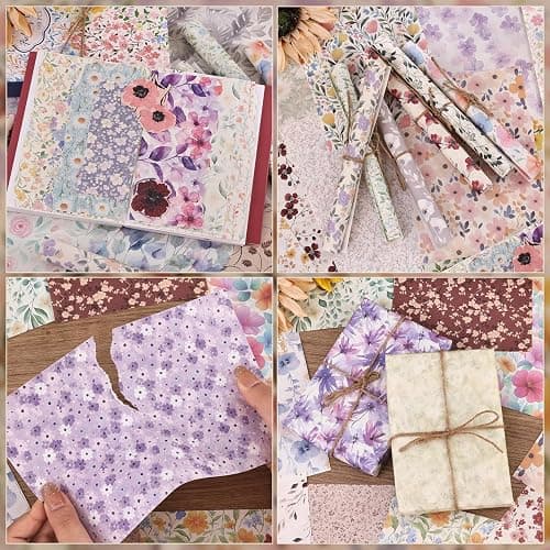 180 Sheets Vintage Floral Scrapbook Paper - 9 Themes Aesthetic Small Flowers Pattern, Decorative Craft DIY Paper Kit for Bullet Journal, Junk Journal Supplies, Collage, Cardmaking 5.5x8 Inch thumbnail 3