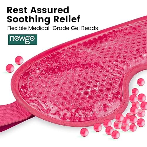 NEWGO Cooling Gel Cold Eye Mask for Puffy Eyes, Reusable Ice Pack with Soft Plush Backing for Dark Circles, Migraine, Stress Relief - Rosered thumbnail 6