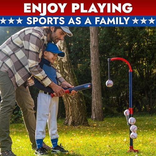 3-in-1 Baseball Set for Kids and Toddlers Ages 3-5 – Includes Tee Ball Stand, Hanging Tee, Automatic Ball Launcher, and 6 Softballs – Adjustable Height for Indoor/Outdoor Play – Sports Gift for Boys thumbnail 8