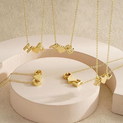 Turandoss Gifts for Women Her - Heart Initial Necklace for Women Teen Girls, 14K Gold Plated Dainty Letter A-Z Initial Necklace, Personalized Jewelry Birthday Gifts thumbnail 6