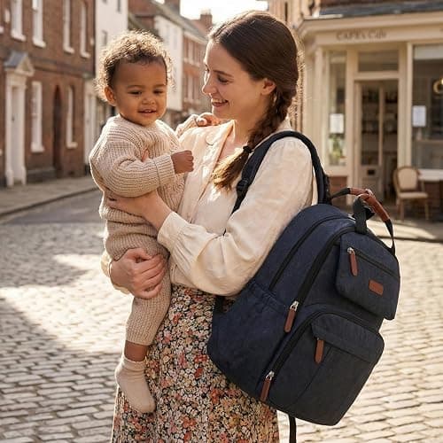 mommore Diaper Bag Backpack Travel Baby Bag with Changing Pad for Mom Dad | Insulated Pockets, Luggage & Stroller Straps, Large Maternity Bag for Newborn Baby Essentials, Hospital & Work, Black thumbnail 2