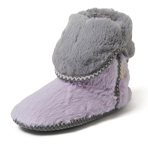 Dearfoams womens Fuzzy Memory Foam Beth Bedroom Bootie Slipper Sock With Grippers - Image 1