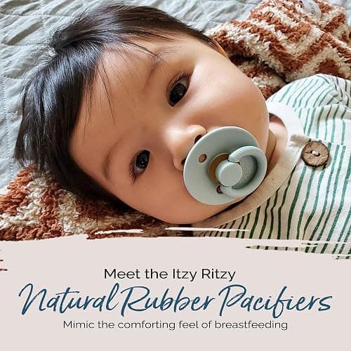 Itzy Ritzy Natural Rubber Newborn Pacifiers (Set of 2) – Baby Pacifiers with Cherry-Shaped Nipple & Large Air Holes for Added Safety; Set of 2 Binkies in Harbor & Coast (Ages 0 – 6 Months) thumbnail 6