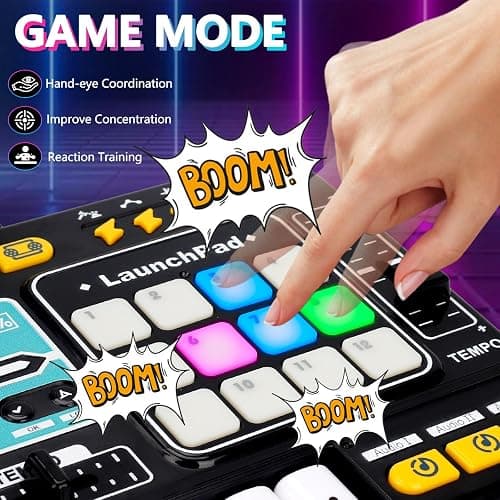 Tsomtto Kids DJ Mixer Table Musical Toy with Lights & Bluetooth | Electronic Music Toy with Microphone Piano, DJ Mixer Controller Toys Birthday Christmas Gifts for 3 4 5 6 Year Old Boys Girls thumbnail 4