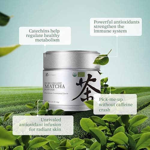 Chaism Ceremonial Grade Matcha Green Tea Powder - Premium First Harvest USDA Organic Gluten-Free Vegan, 100% Pure Unsweetened No Additives, 1.06oz Tin thumbnail 5