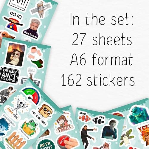 160Pcs Meme Stickers for Adults - Funny Stickers for Water Bottle, Pop Culture Decals for Laptop - Sarcastic, Humour, Silly Decals Vinyl - Meme Gifts for Men and Women thumbnail 3
