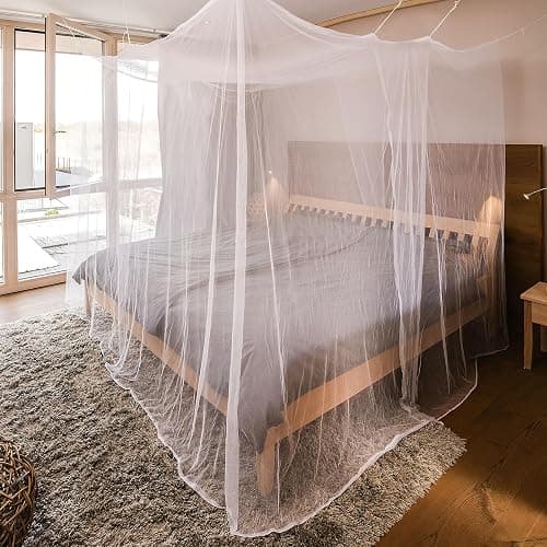 COZFUR Mosquito Net for Bed Mosquiteros Cameros para Cuba One Side Opening White Bed Canopy Netting for Bedroom Camping Outdoor Travel (L75 X W71 X H75 Inch) thumbnail 5