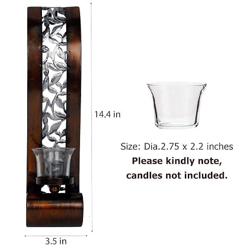 Shelving Solution Wall Sconce 14.4 x 3.5 Inch, with Tea Light Candle Holder Antique Bronze Style Metal Wall Art Decorations for Living Room, Bathroom, Dining Room and Office, Set of 2 thumbnail 3