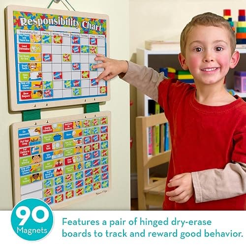 Melissa & Doug Magnetic Wooden Responsibility Chart Toddler Routine, Kids Reward Board, Chores Chart, Responsibility Tool for Kids Ages 3+ thumbnail 3