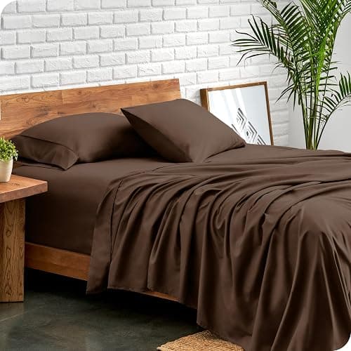 Bare Home Queen Sheet Set - Luxury 1800 Ultra-Soft Microfiber Queen Bed Sheets - Double Brushed - Deep Pockets - Easy Fit - 4 Piece Set - Bedding Sheets & Pillowcases (Queen, Cocoa) thumbnail 2