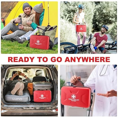 Gevoke 410 Piece Waterproof Hard Shell First Aid Kit for Home, Car, Travel, Camping, Truck, Hiking, Sports, Office, Vehicle & Outdoor Emergencies - Emergency Medical Kits (Red) thumbnail 7