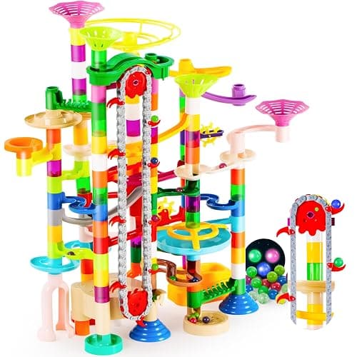 JOYIN 236Pcs Glowing Marble Run with Motorized Elevator- Construction Building Blocks Toys with 30 Glow in The Dark Plastic Marbles, STEM Toy for Boys and Girls, Birthday Gift, Easter Basket Stuffers - Image 1