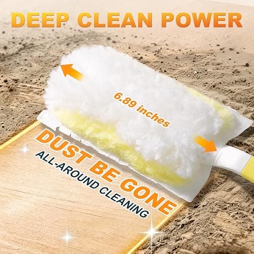 JOYMOOP Disposable Electrostatic Duster for Cleaning, with 2 Handles & 24 Ct Yellow Heavy Duty Refills for Swiffer Feather Duster, Household Cleaning Tool for Electronics, Dusting Furniture, Blinds thumbnail 5
