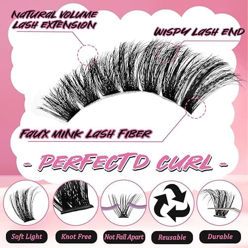 Gmagictobo Lash Clusters 80D 100D C Curl Lash Clusters Kit DIY Lash Extension Kit 640Pcs 10-18MM Individual Lashes Clusters Eyelash Extensions with Lash Bond and Seal Lash Tweezers thumbnail 4