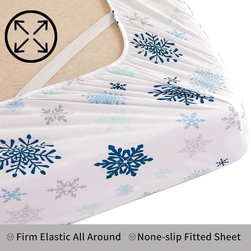 Blue snowflake bedsheet set  thumbnail 3