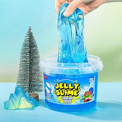 Slymu Jelly Slime Glacial Ooze - Blue, Unscented, Sensory Fidget, 3.1 lbs, Stress Relief, ASMR Crisp Texture, Bucket, Party Favors for Kids, Birthday Gifts for Girls and Boys, Goodie Bag Stuffers thumbnail 2