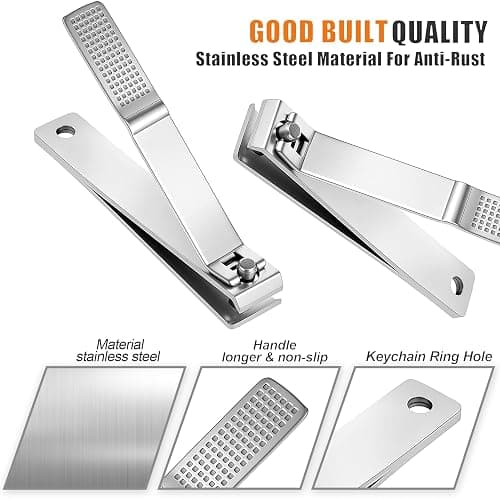 AVERZELLA 5-Pack Large Toenail Clippers Straight Edge, 3.15 inch Long Handled Non-Slip Toenail Clippers for Seniors Adults, Stainless Steel Big Toe Nail Clippers Bulk Set for Men Women (Silver) thumbnail 3