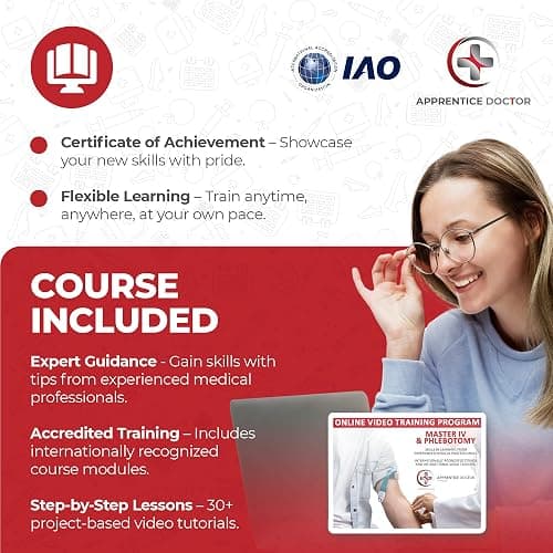 The Apprentice Doctor Phlebotomy Practice Arm Kit with Online Learning – Skill-Building Venipuncture Model Arm for Students, Beginners & Home Study thumbnail 4
