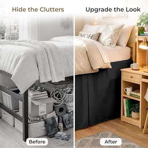 SGI Bedding Dorm Bed Skirt Twin XL 32 Inch Drop Length - Black, Pleated Pattern College Dorm Room Bed Skirts - Split Corner, Easy Care, Wrinkle Free Microfiber Bed Skirt thumbnail 4