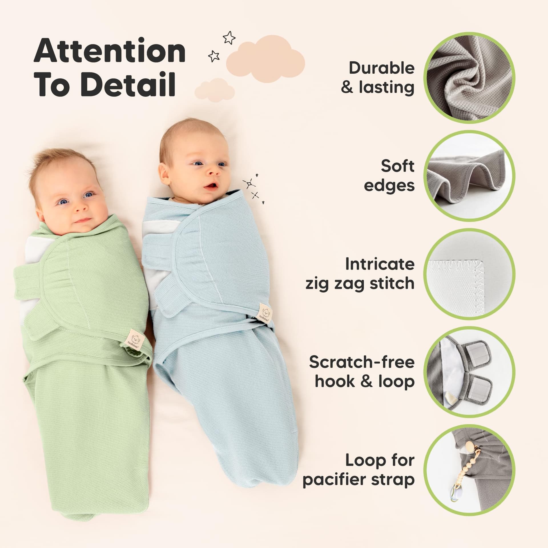 3-Pack Organic Swaddles for Newborns, Baby Sleep Sacks 0-3 Months - Baby Swaddle Wrap, Newborn Wearable Blanket, Infant Sleep Sack for Girls, Boys, Soft & Snug, Large Hook & Loop Closure (Ripple, OS) thumbnail 8