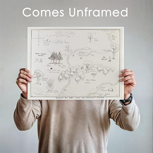 Winnie The Pooh Hundred Acre Wood Map - 11x14 Art Print (Unframed) | Neutral Nursery Decor | Kids Bedroom Wall Decor | A. A. Milne | Boys Room or Girls Room Artwork | Vintage Original Drawing thumbnail 4