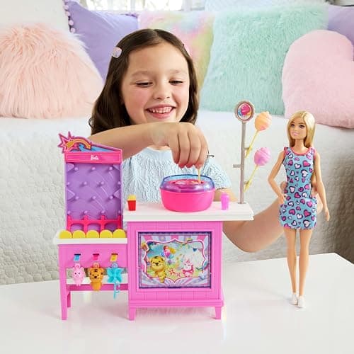 Barbie Mysteries: Beach Detectives Malibu” Doll & Cotton Candy Game Booth Playset with 20 Accessories Including Prizes thumbnail 2