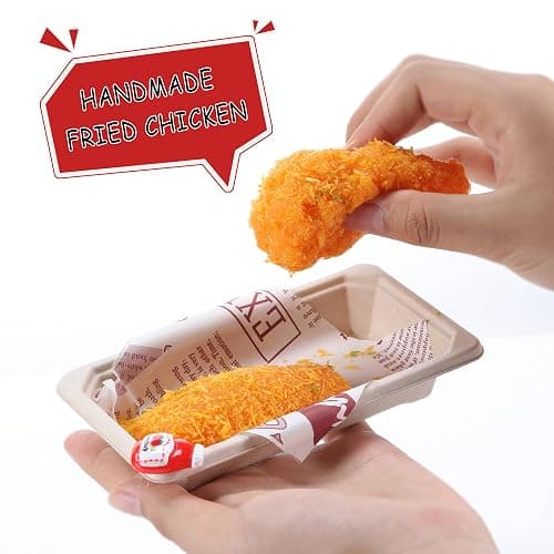 QCROAD SQUISHY Handmade Taba Fried Chicken Squishy - Crispy Chicken Silicone Squishy Toy, Soft Stress Relief Fidget Toys for Kids & Adults, Non-Toxic Food-Themed Sensory Play thumbnail 4