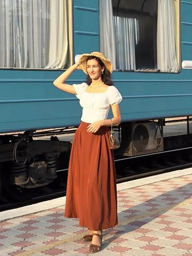 Scarlet Darkness Long Skirts for Women Maxi High Waisted A Line Skirt Renaissance Skirt with Pocket thumbnail 5