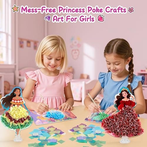 8PCS Poke Art Kits - Magical Princesses, Mess-Free Fabric Creative Art, DIY Arts and Crafts Toys for Kids Ages 3-12, Birthday Gifts & Party Favors for Girls & Boys 4, 5, 6, 7, 8, 9 Years Old thumbnail 7
