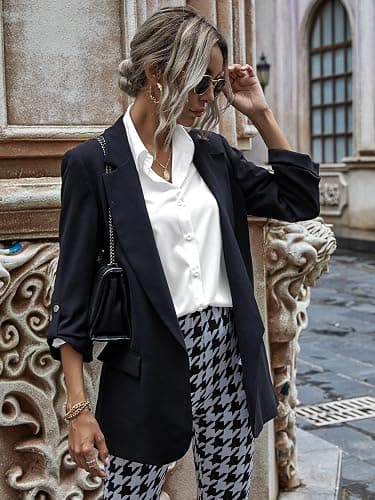 HOTOUCH Women Oversized Button Down Shirts Office Drop Shoulder Blouse Long Sleeve Boyfriend Dress Shirt with Pockets thumbnail 6