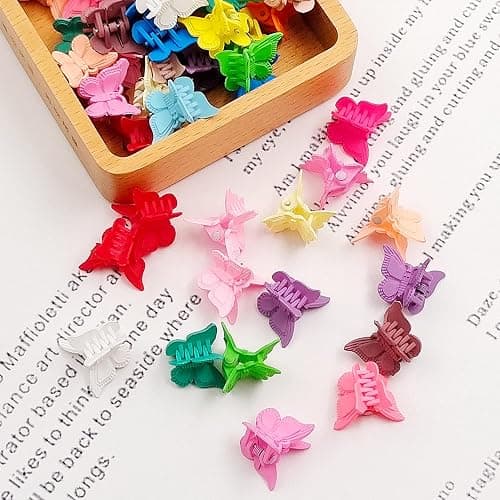 50 Packs Assorted Color Butterfly Hair Clips, Beautiful Mini Butterfly Hair Clips Hair Accessories for Women and Girls (Solid Color) - Solid Color thumbnail 4