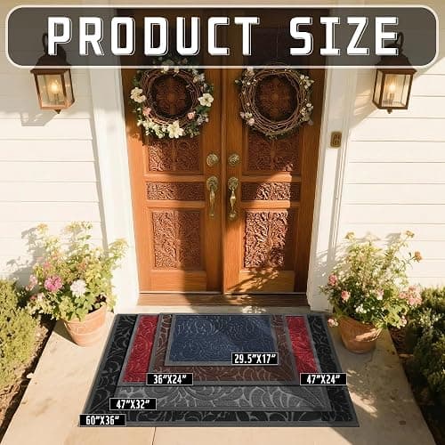 Yimobra Door Mat Outside Entrance 29.5x17, Waterproof Sturdy Outdoor Mats for Front Door, Heavy Duty Non-Slip Doormat for Garage Patio Entryway Indoor, Easy Clean, Grey thumbnail 2