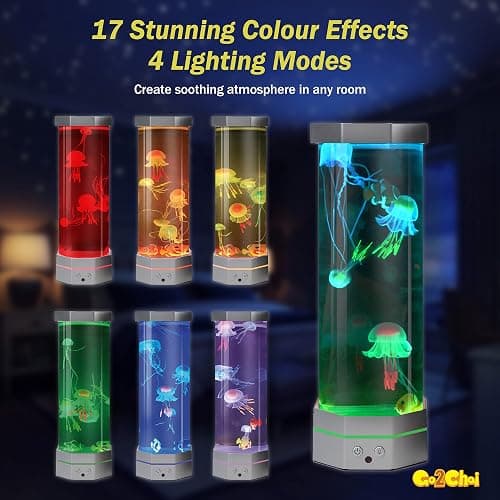 Large Size Jellyfish Aquarium Lamp Fake Fish Jelly Fish Tank Aquarium Lava Lamp Night Light Room Decor,7 Jellyfish&Clownfish,Adult Kids Home Office Room Desk Light thumbnail 3