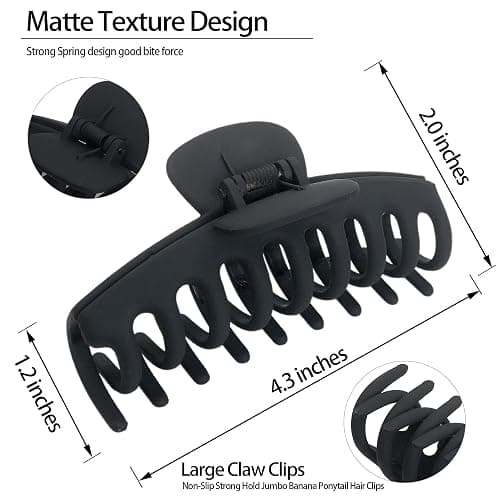 OWIIZI Large Hair Claw Clips for Women 4.3" Matte Leopard Jumbo Hair Clips Non-Slip Ponytail Barrette Strong Hold Claw Clips for Girls Long Thick Hair (4Packs) - Style 1 thumbnail 2
