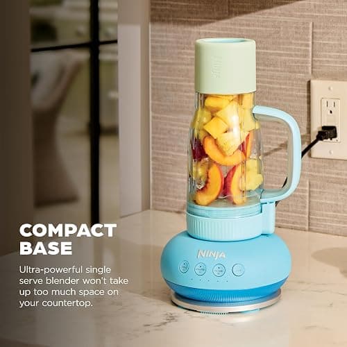 Ninja Blendboss™ | Personal Blender for Smoothies & Frozen Drinks | 26oz Travel Tumbler with LeakProof Lid, Chug Spout & Detachable Straw | Auto-iQ Technology | Blue Raspberry | DB351BL thumbnail 8
