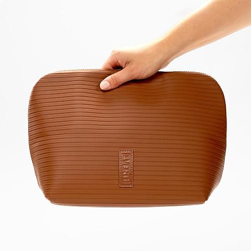 THE VERTI-Vertical Waterproof Makeup & Toiletry Bag | 23-Pocket Organizer with Upright, Fold-Down Design for Skincare, Toiletries & Essentials (Mahogany) thumbnail 7