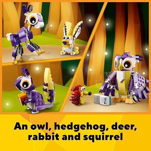 LEGO Creator 3 in 1 Fantasy Forest Creatures, Woodland Animal Toys Set Transforms from Rabbit to Owl to Squirrel Figures, Gift for 7 Plus Year Old Girls and Boys, 31125 thumbnail 5