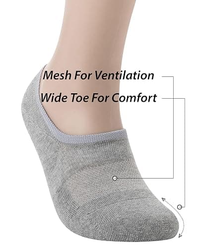 Pro Mountain No Show Socks Wide Toe Box For Health Bunion Unisex Size S to X-Large Cotton Cushion Footies thumbnail 6