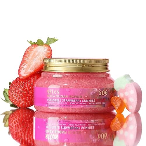 Sttes Smell Rio Shea Sugar Body Scrub 606 (Pressable Strawberry Gummies) – Strawberry Candy Scent Shower Treatment 250g - Image 1
