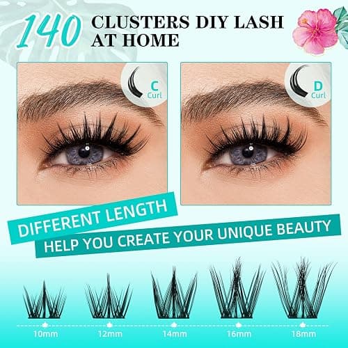 Lash Clusters Manga 140Pcs Eyelash Cluster Wet Look Ultra-Thin Lash Band Eyelashes Extensions Spiky Anime Wide Span Lashes(Puppy,C-14mm) thumbnail 4