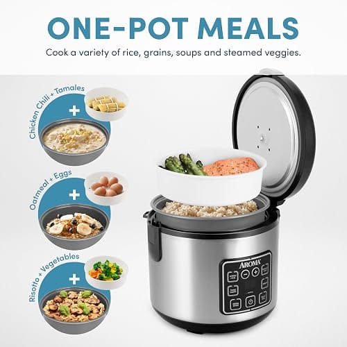 AROMA Digital Rice Cooker, 4-Cup (Uncooked) / 8-Cup (Cooked), Steamer, Grain Cooker, Multicooker, 2 Qt, Stainless Steel Exterior, ARC-914SBD thumbnail 4