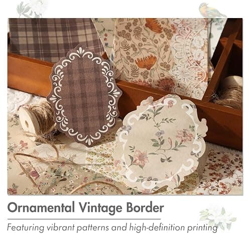 OKUPAN Scrapbook Supplies Kit – 400Pcs Scrapbook Paper & Journal Stickers | 4 Pack Vintage Floral Journaling Supplies for Bullet Journaling, Retro Crafts, Planner, Mixed Media, Collage Card Album thumbnail 5