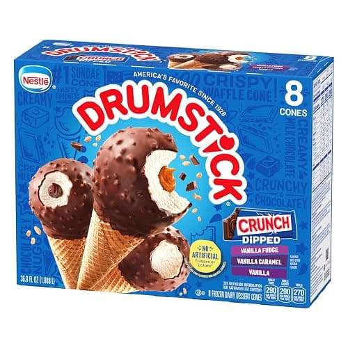 Drumstick Dipped Variety Pack, Vanilla Fudge, Vanilla Caramel, Vanilla Sundae Cone, 8 Count (Frozen) thumbnail 11